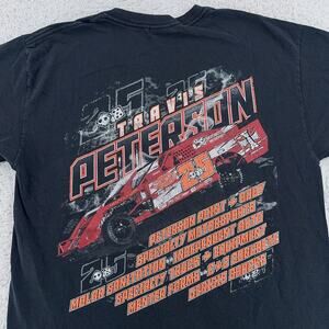 Travis Peterson 25 Racing Shirt Mens Small Black Dirt Track Racecar Tee Gildan